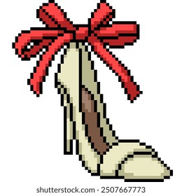 pixel art of woman shoe gift isolated background