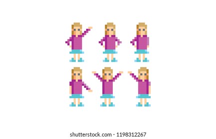 Pixel Art Woman Teen Vector Logo Icon