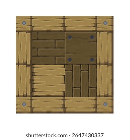 Pixel art wooden floor tile set, rustic planks in retro 8-bit style, top-down detailed wooden textures, planks, and bolts, taverns, cabins, pirate ships, old-style interiors in pixel RPG games.