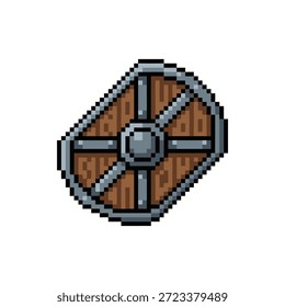 Pixel arte sprite de escudo de madeira para itens de defesa na IU de inventário RPG