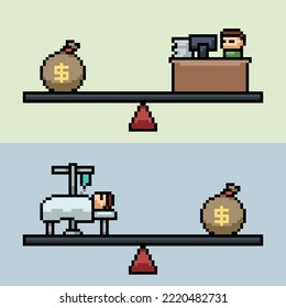 pixel art of work health balance