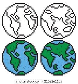 pixel art world isolated on white background