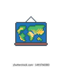 Pixel art world map icon.
Vector design for web design, mobile app, stickers and games.
