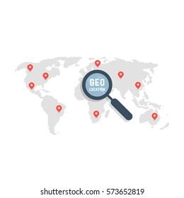 pixel art world map like geo location. concept of pinpoint dot, web user interface, usa tourism, planet shape, route badge interest. flat style trend simple logotype graphic design on white background