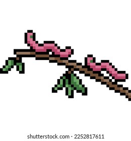 pixel art of worm climb branch