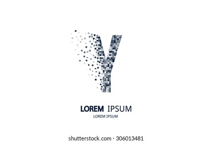 Pixel art Y letter logo. Vector logotype collection.