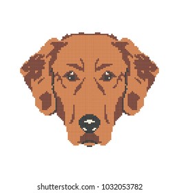 Pixel art. Year of the red dog, logo.