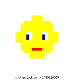 Pixel art yellow background with surprised face
