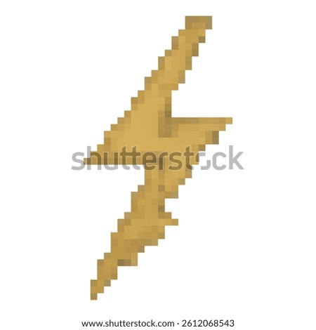 Pixel art yellow lightning bolt icon. Great for 2D games, electric powers, thunder spells, or UI elements. Retro 8-bit style with transparent background for seamless game asset use.