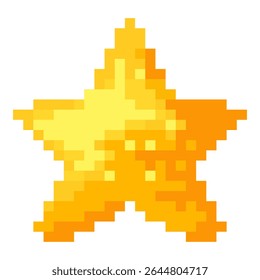 pixel art yellow star with a bright glow. The star is surrounded by a white background. The star is the main focus of the image and it is a symbol of hope or positivity