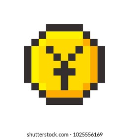 Pixel art yen golden coin retro video game