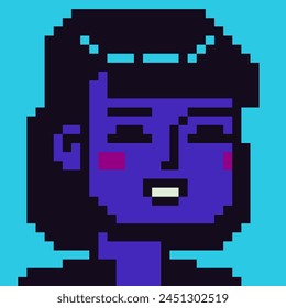 Cara de la mujer joven del arte del píxel, muchacha de 8-bit, personaje femenino del avatar, icono del Vector de la historieta, usuario del juego o perfil del Web personas y personas, retrato de la red social, moda minimalista, Vector