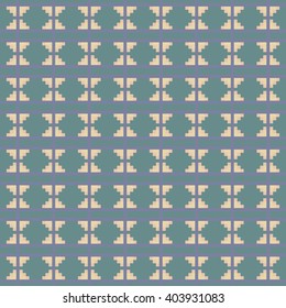Pixel art zig zag tribal ethnic vector seamless pattern. Geometric squares background.