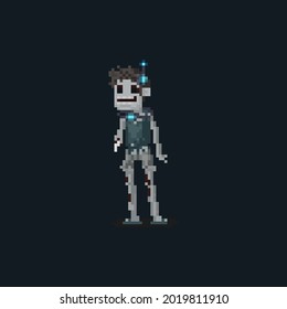 Pixel Art Zombie-Charakter mit Reglerkragen.
