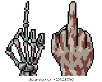 Pixel Art Of Zombie Hand Middle Finger