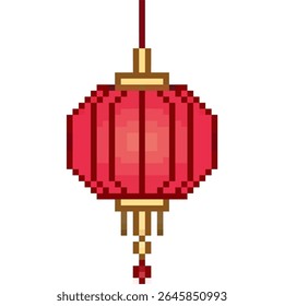 Pixel Asian lampion vector, designed with a retro 8-bit aesthetic. Perfect for cultural celebrations, festive decorations, gaming environments, or any design needing a nostalgic Eastern touch.