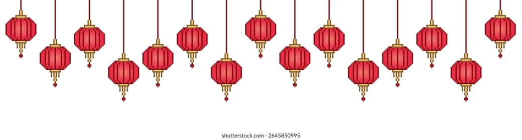 Pixel Asian lampion vector, designed with a retro 8-bit aesthetic. Perfect for cultural celebrations, festive decorations, gaming environments, or any design needing a nostalgic Eastern touch.