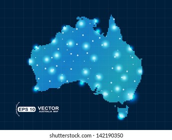 Pixel Australia Map With Spot Lights