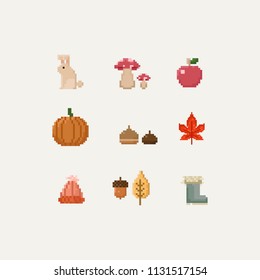 Pixel autumn elements.8bit.