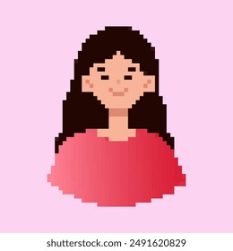 Pixel avatar character woman. Pixelated human face