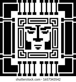 Pixel avatar icons. Black and white computer person. Computer technology, security, hacking. Stock vector. 