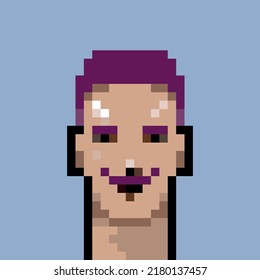 Pixel avatars. 8-bit character set. Isolated male and female heads