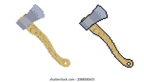Pixel ax template. Concept game weapon set. 