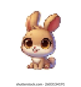 Pixel baby rabbits. Eared jumping friends. Cute and playful bunnies.