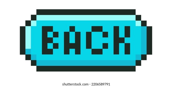 Pixel back button icon. Vector illustration
