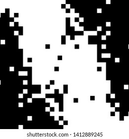Pixel background. Abstract geometric black and white vector art.