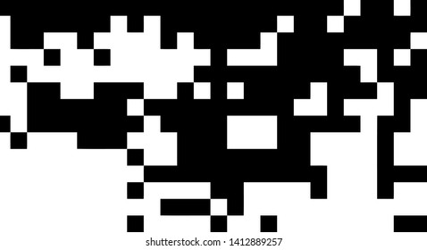 Pixel background. Abstract geometric black and white vector art.