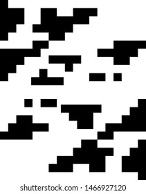Pixel background. Abstract geometric black and white vector art.
