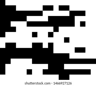 Pixel background. Abstract geometric black and white vector art.