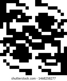 Pixel background. Abstract geometric black and white vector art.