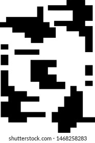 Pixel background. Abstract geometric black and white vector art.