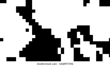 Pixel background. Abstract geometric black and white vector art.
