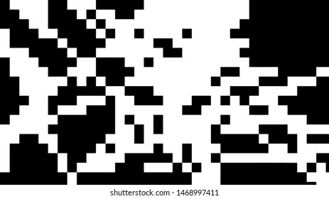 Pixel background. Abstract geometric black and white vector art.