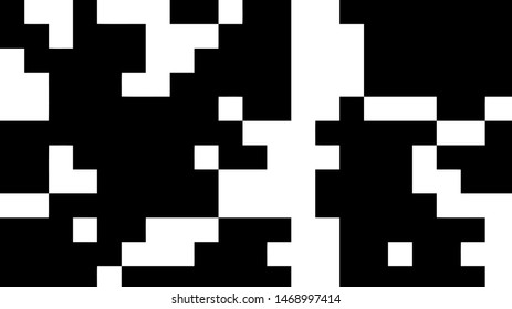 Pixel background. Abstract geometric black and white vector art.