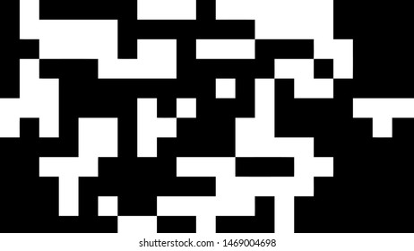 Pixel background. Abstract geometric black and white vector art.