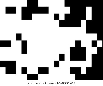 Pixel background. Abstract geometric black and white vector art.