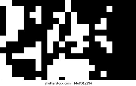 Pixel background. Abstract geometric black and white vector art.