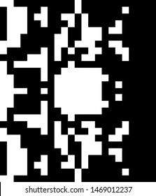 Pixel background. Abstract geometric black and white vector art.
