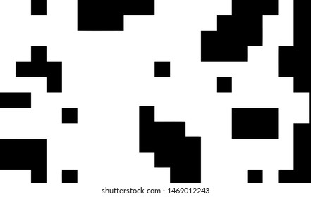 Pixel background. Abstract geometric black and white vector art.