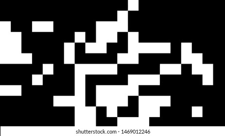 Pixel background. Abstract geometric black and white vector art.