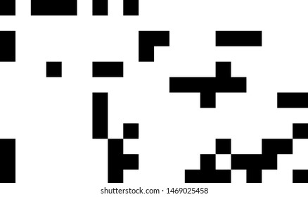 Pixel background. Abstract geometric black and white vector art.
