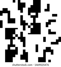Pixel background. Abstract geometric black and white vector art.