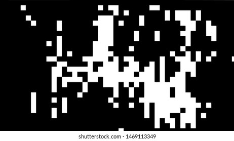Pixel background. Abstract geometric black and white vector art.