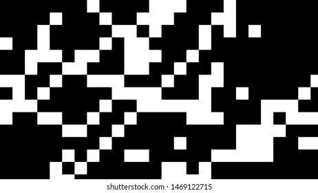 Pixel background. Abstract geometric black and white vector art.