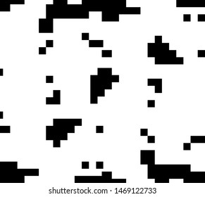 Pixel background. Abstract geometric black and white vector art.