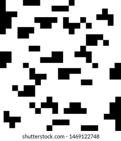 Pixel background. Abstract geometric black and white vector art.